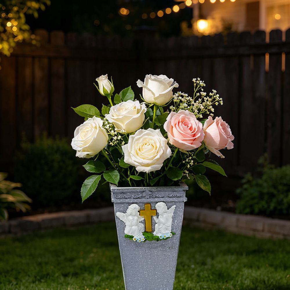 Vase Decor - Vaso de resina com cruz solar
